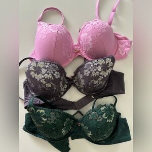 Set of 3 Victoria Secret Bras (36B) (2 lightly lined, 1 full coverage push up)